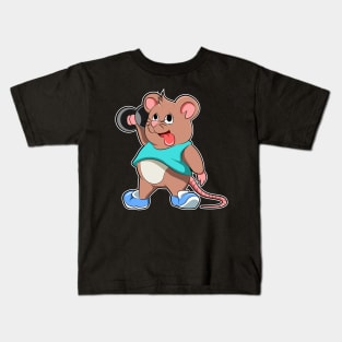 Mouse at Bodybuilding with Dumbbell Kids T-Shirt